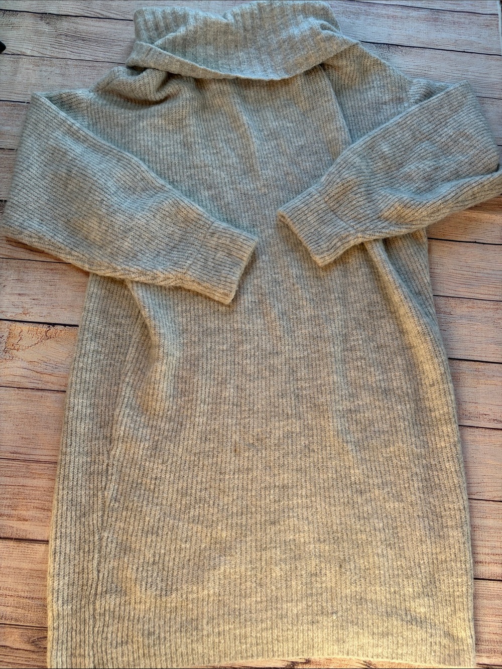 Express Cozy Oversized Turtleneck Sweater Dress Light Gray Size Medium